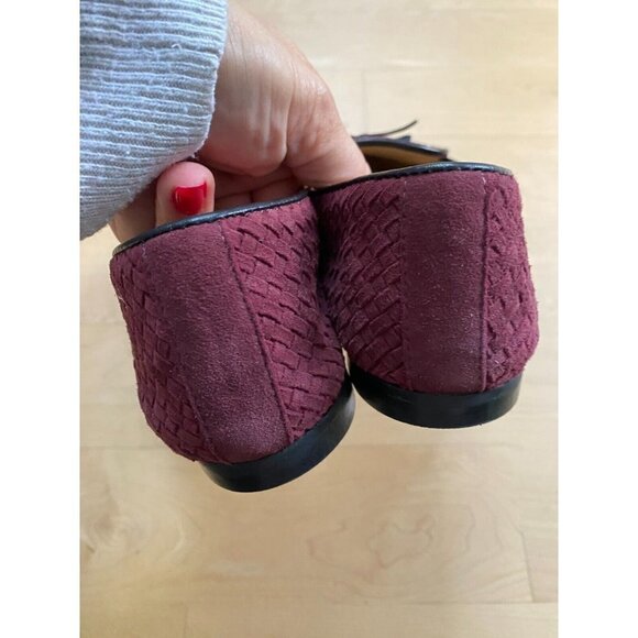 Ron White Women Burgundy basket weave Cashmere Suede Loafer - Picture 4 of 8